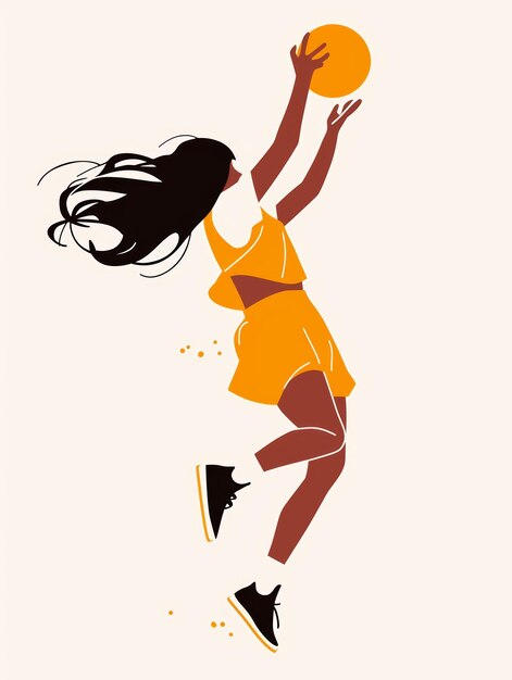 Photo minimalist illustration of a woman playing handball generative ai