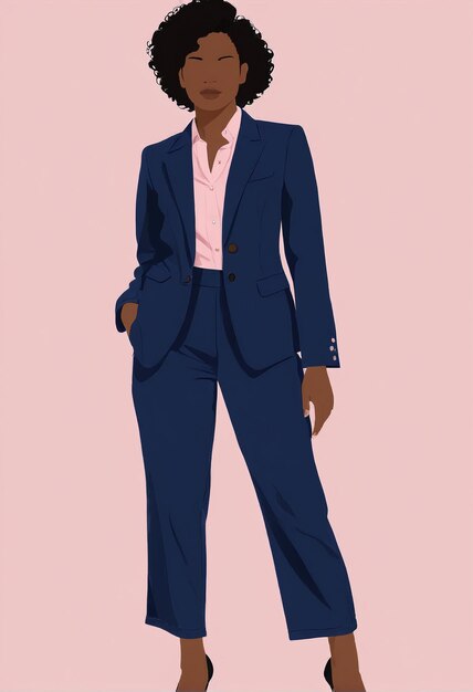 Photo minimalist illustration a woman in a suit and heels