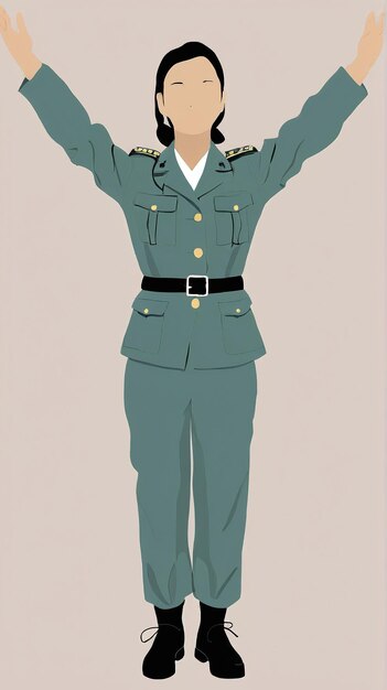 Минималистская иллюстрация женщины в форме с поднятыми руками
