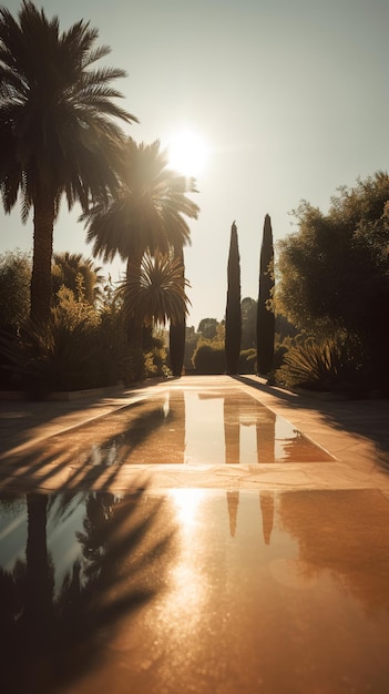 minimalist image of a Mediterranean house warm colors and details Mediterranean plants Generative