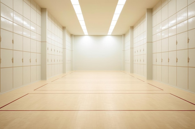 A minimalist image of a racquetball court with strong geometric lines