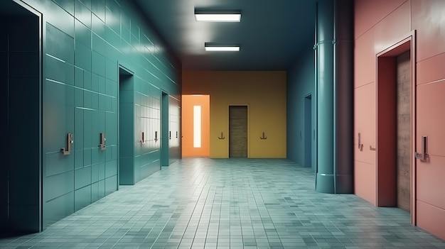 Minimalist industrial interior background 3d render Bright color Generative Ai