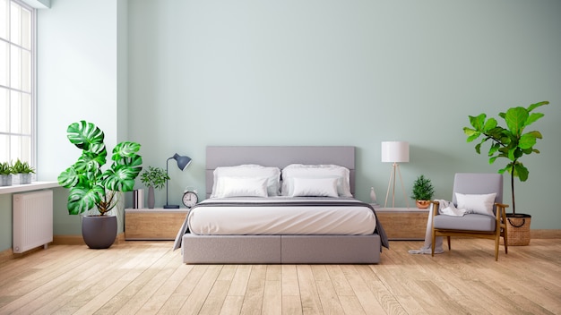Photo minimalist interior of bedroom