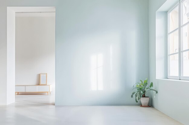 Photo minimalist interior design composition with copyspace