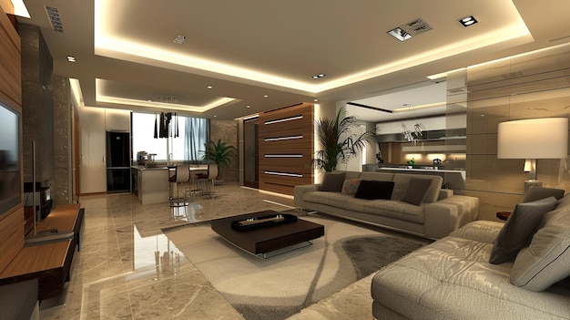 Minimalist interior design of lounge and living room