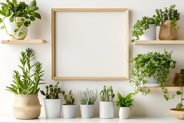 Minimalist interior design with plant 3d render illustration mockup