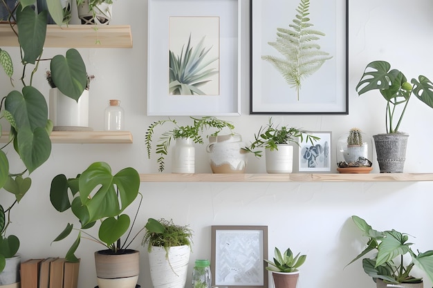 Minimalist interior design with plant 3d render illustration mockup