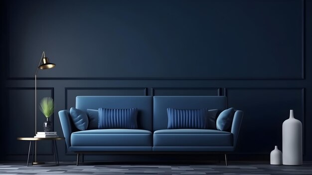 Photo minimalist interior of modern living room 3d rendering generative ai