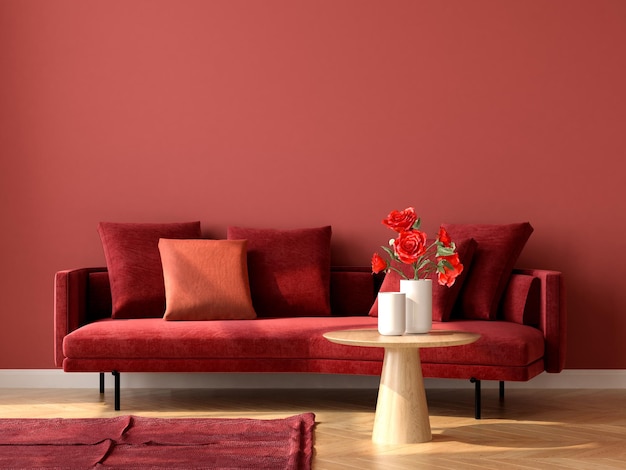 minimalist interior of modern living room 3d rendering