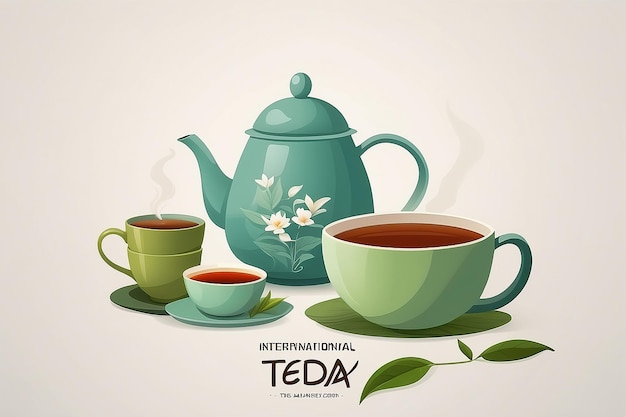 Минималистский Международный день чая Постер чая на пустом столе чайные листья
