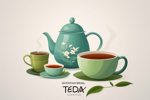 Minimalist International Tea Day Poster tea on empty table tea leaves