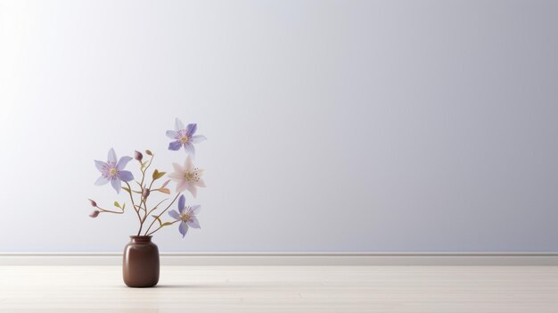 Minimalist japaneseinspired flat with empty floral vase on grey floor