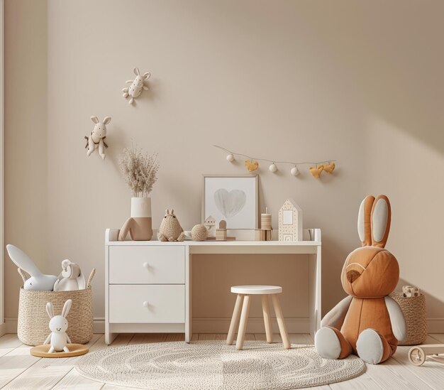 Foto composizione minimale per la stanza dei bambini nei colori beige