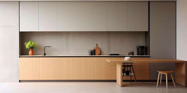 minimalist kitchen with builtin appliances and simple kitchen cabinets