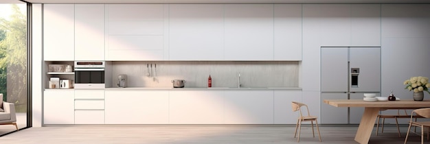 minimalist kitchen with builtin appliances and simple kitchen cabinets