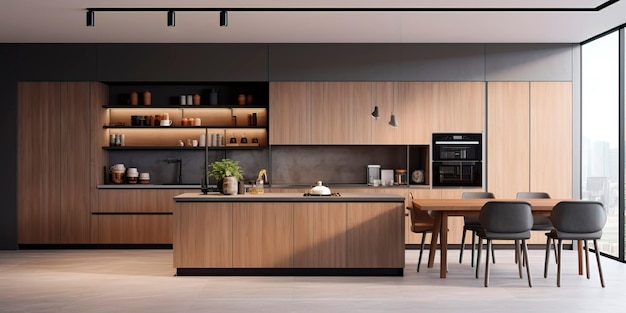 Premium AI Image | minimalist kitchen with builtin appliances and ...