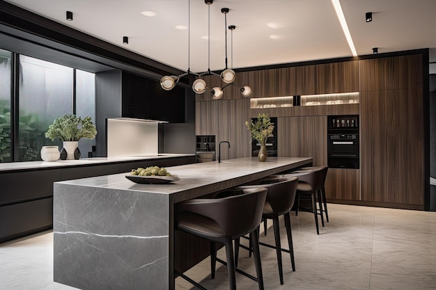 Minimalist kitchen with sleek appliances and modern decor