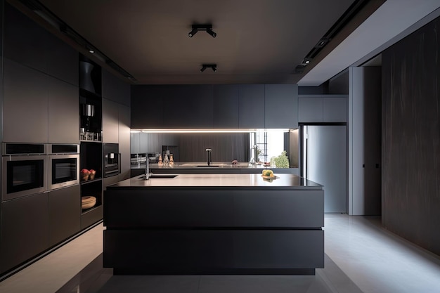 Minimalist kitchen with sleek and functional appliances and modern d