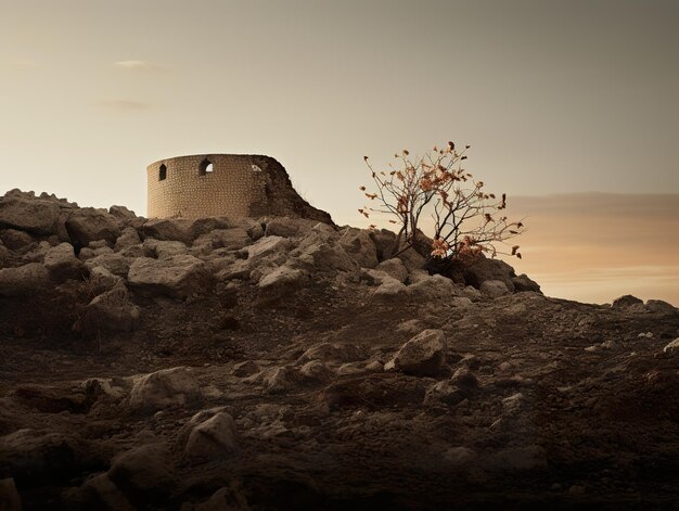 Photo minimalist landscape in in autumn colors