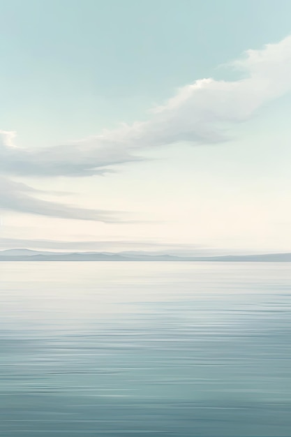 사진 복사 공간이 있는 바다의 본질을 포착하는 파스텔 색상의 미니멀한 풍경화