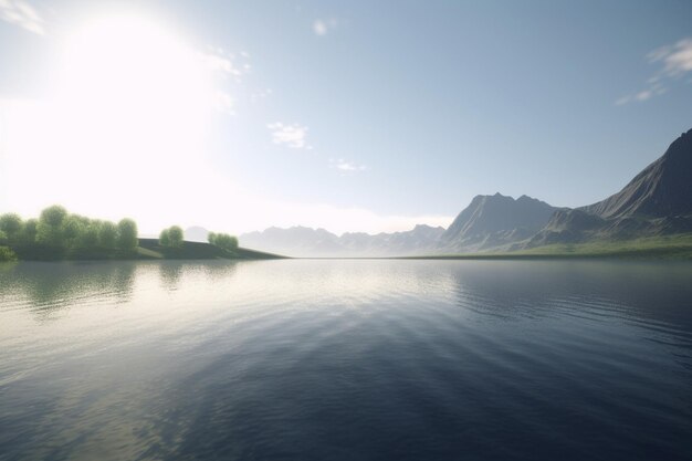 美しい湖や川のあるシンプルな風景