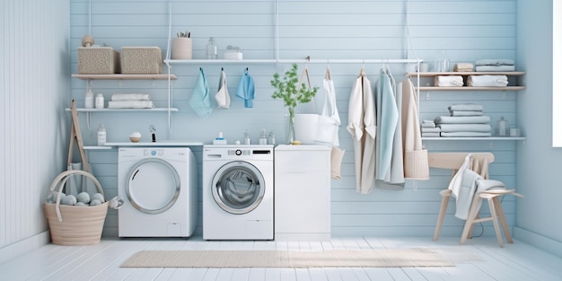 Minimalist laundry room by generative AI tools