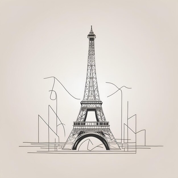 minimalist line art design of the Eiffel Tower