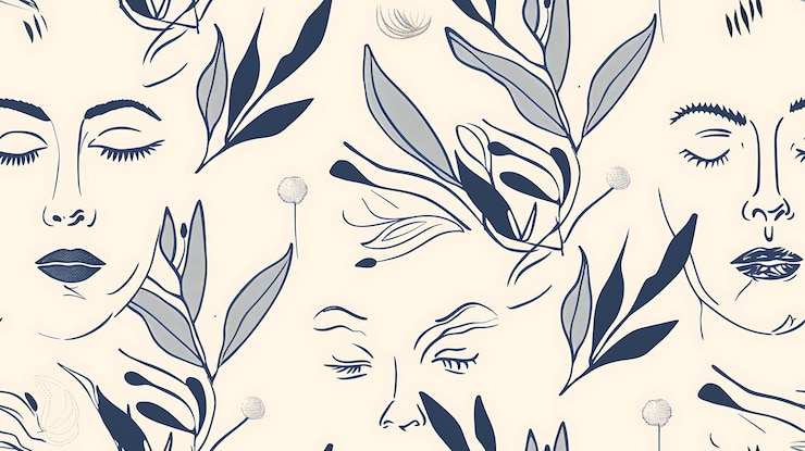Photo minimalist line art face pattern