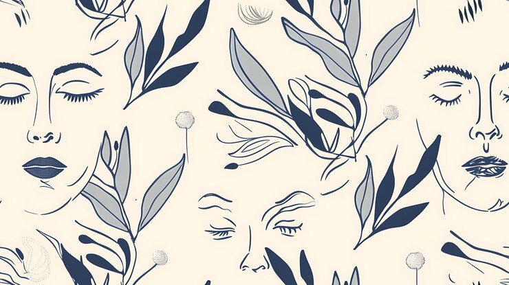 Photo minimalist line art face pattern