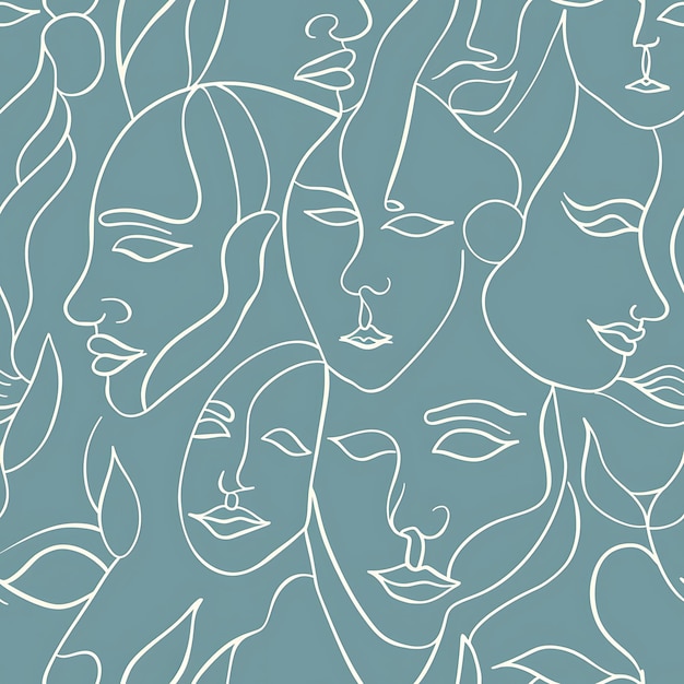 Minimalist line art face pattern