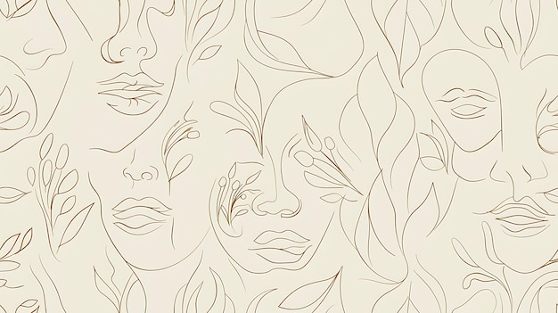 Minimalist line art face pattern