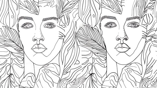 Photo minimalist line art face pattern