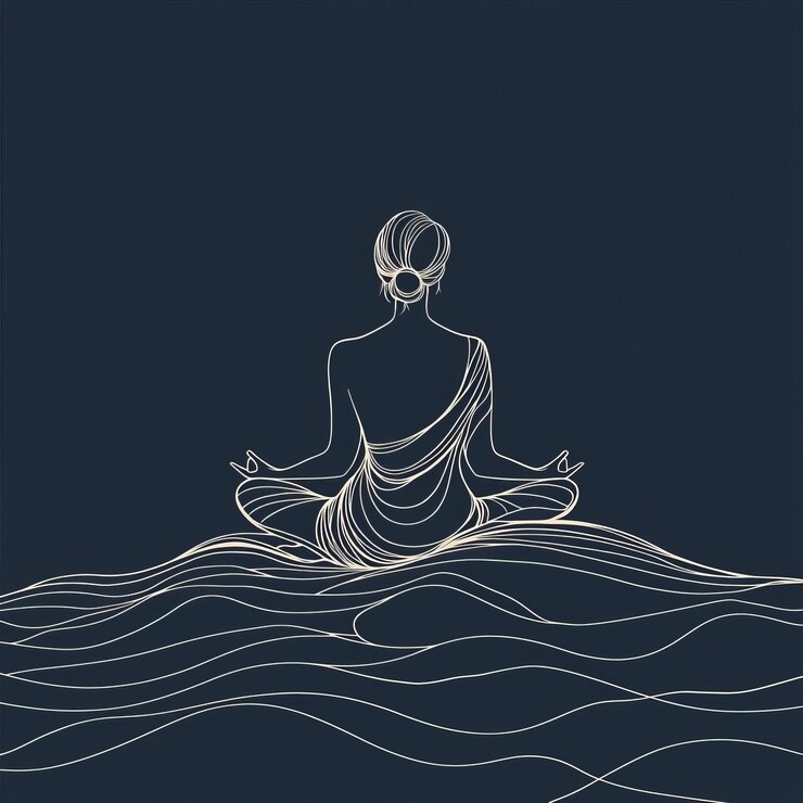 Minimalist Line Art of a Meditating Person