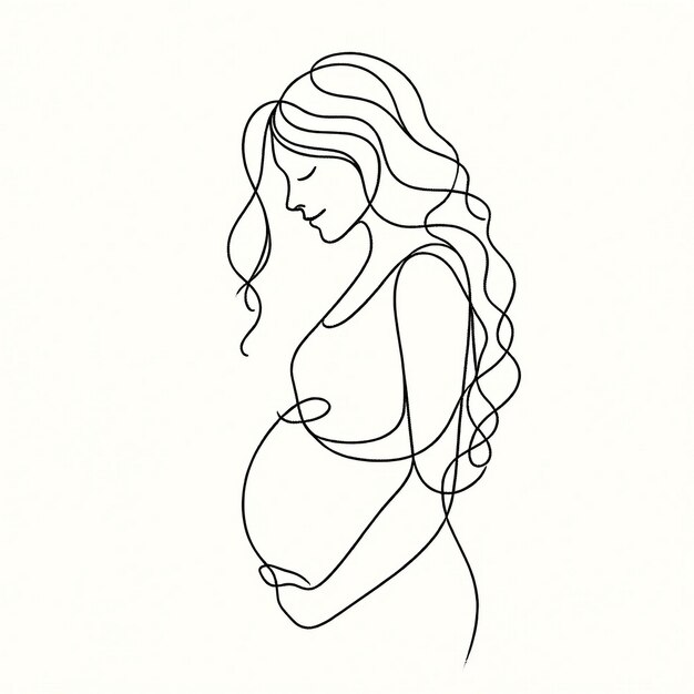 Minimalist Line Art of Pregnancy