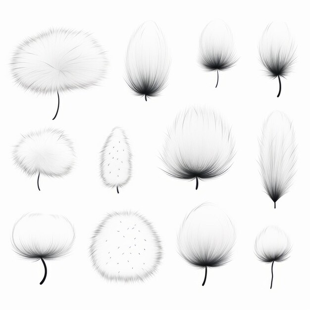 Minimalist Line Drawings Of White Fur Leaves A Psychological Phenomena Illustration