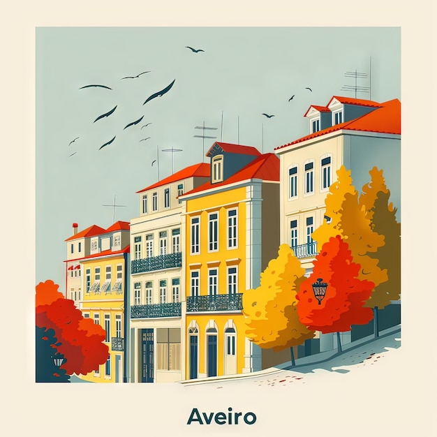 Minimalist Lineart City Poster of Aveiro Portugal