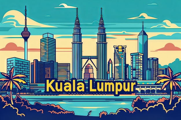 Minimalist Lineart City Poster of Kuala Lumpur