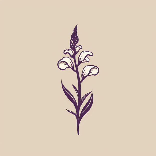디지탈리스 꽃으로 코스모스 비즈니스를 위한 미니멀리즘 라인워크 로고 디자인