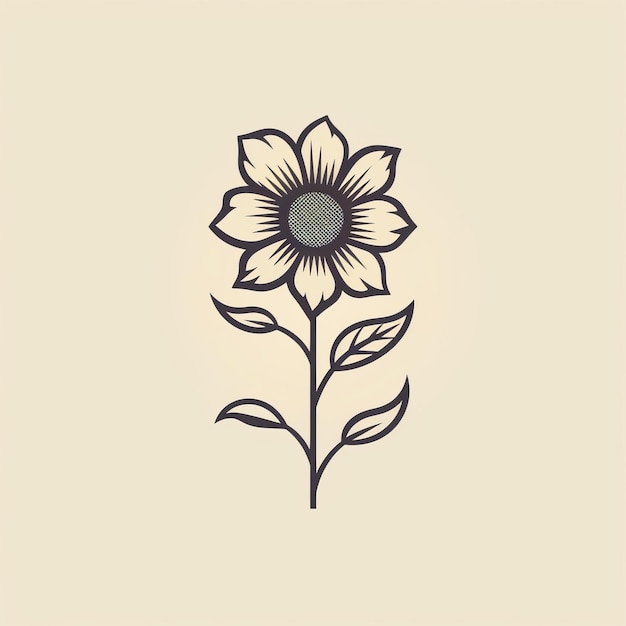 Foto minimalista linework logo design per il sunflower business