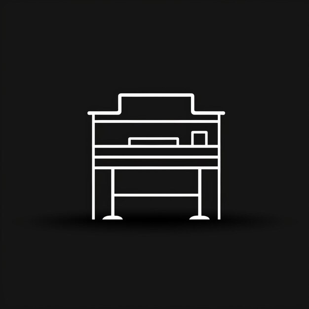 Foto minimalista linework piano icon su sfondo nero