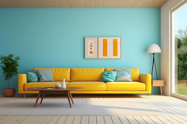 Minimalist Living Room Interior Design 3D Rendering