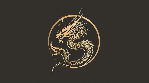 Минималистский дизайн логотипа дракона в современном и гладком стиле Год дракона