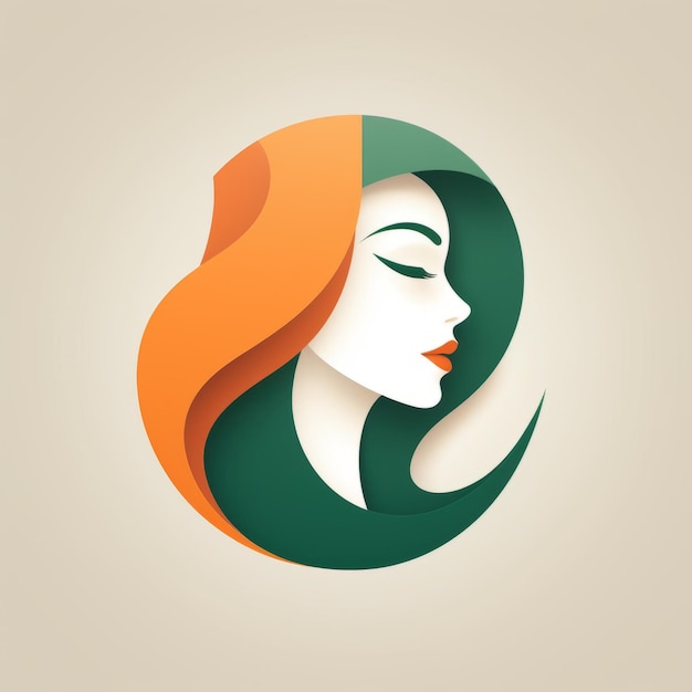 Photo minimalist logo design elegant woman's identity in orange and green