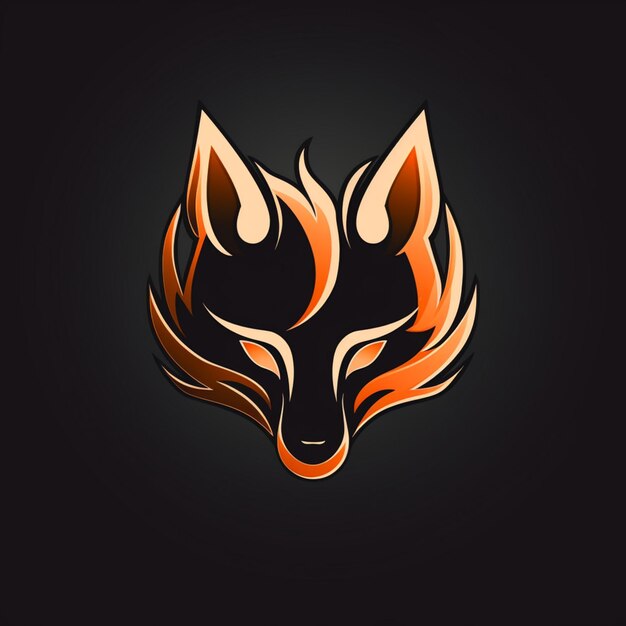 Photo a minimalist logo of a fire fox on black generative ai