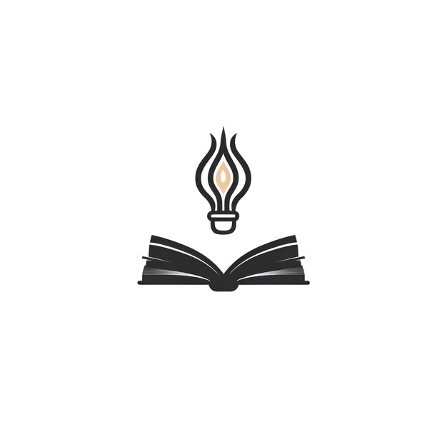 Photo minimalist logo between a light bulb and a book