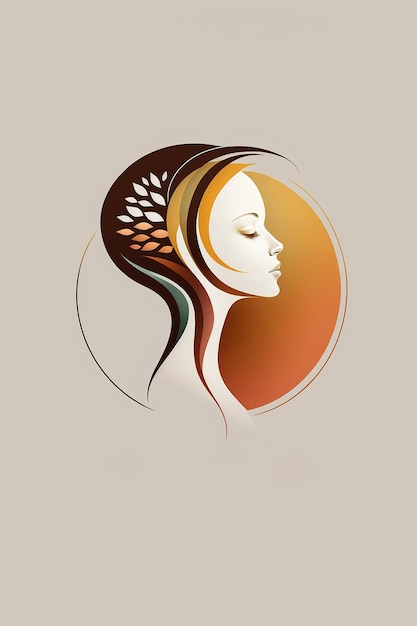 シンプルなロゴの女性の頭のシルエット ジェネレーティブ AI