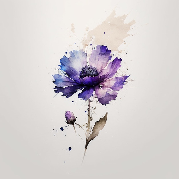 Minimalist Lotus Watercolor White Background Generative Ai