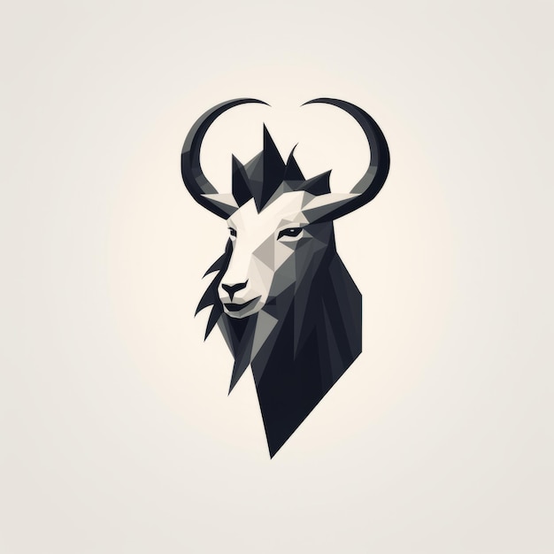 Photo minimalist lowpoly goat illustration dark symbolism and stenciled iconography