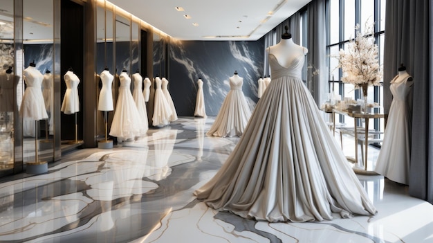 Minimalist Luxury Showroom with Haute Couture Gowns