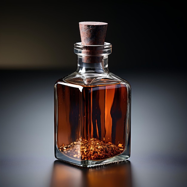 Photo a minimalist macro photograph of a brown glass dropper bottle